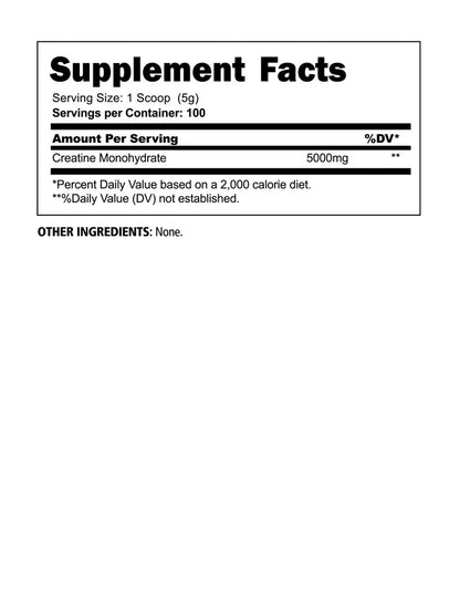 Creatine Monohydrate (5 Grams) 100 Serving