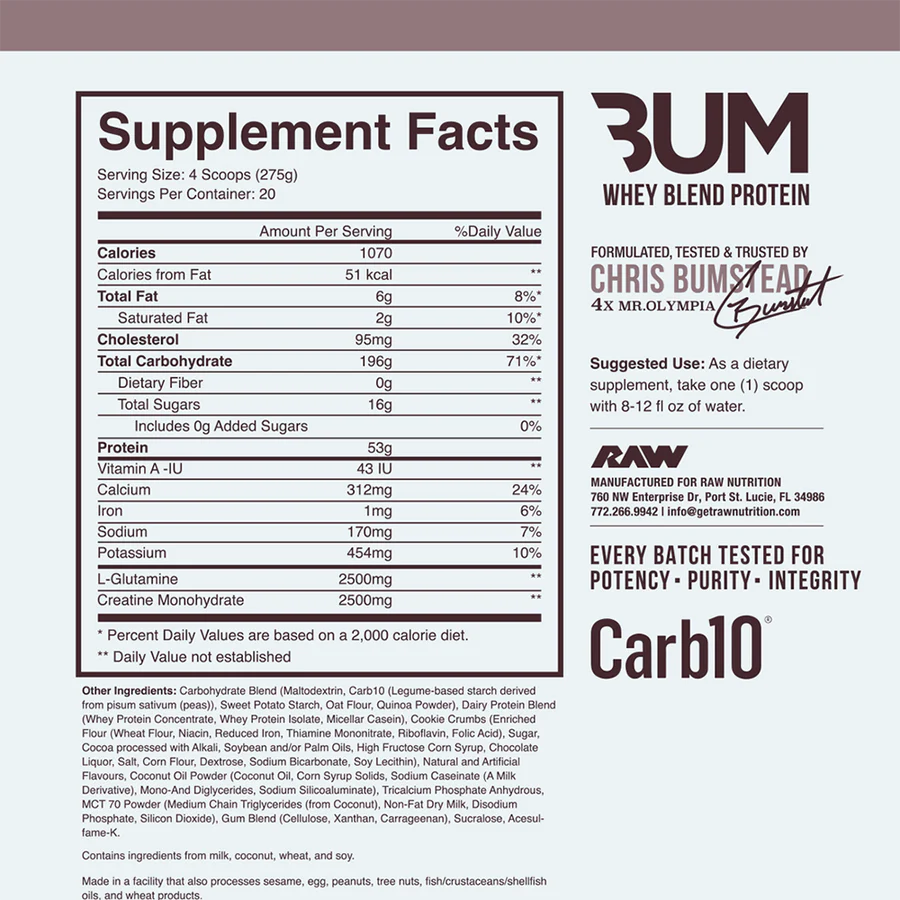 Ganador de masa muscular Raw C-Bum de 12 libras