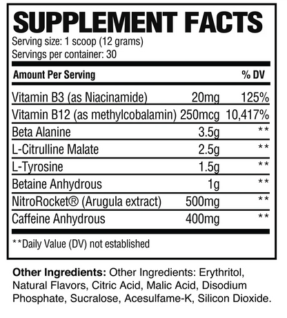 Pre Extreme Raw 400 mg estimulante 30 unidades